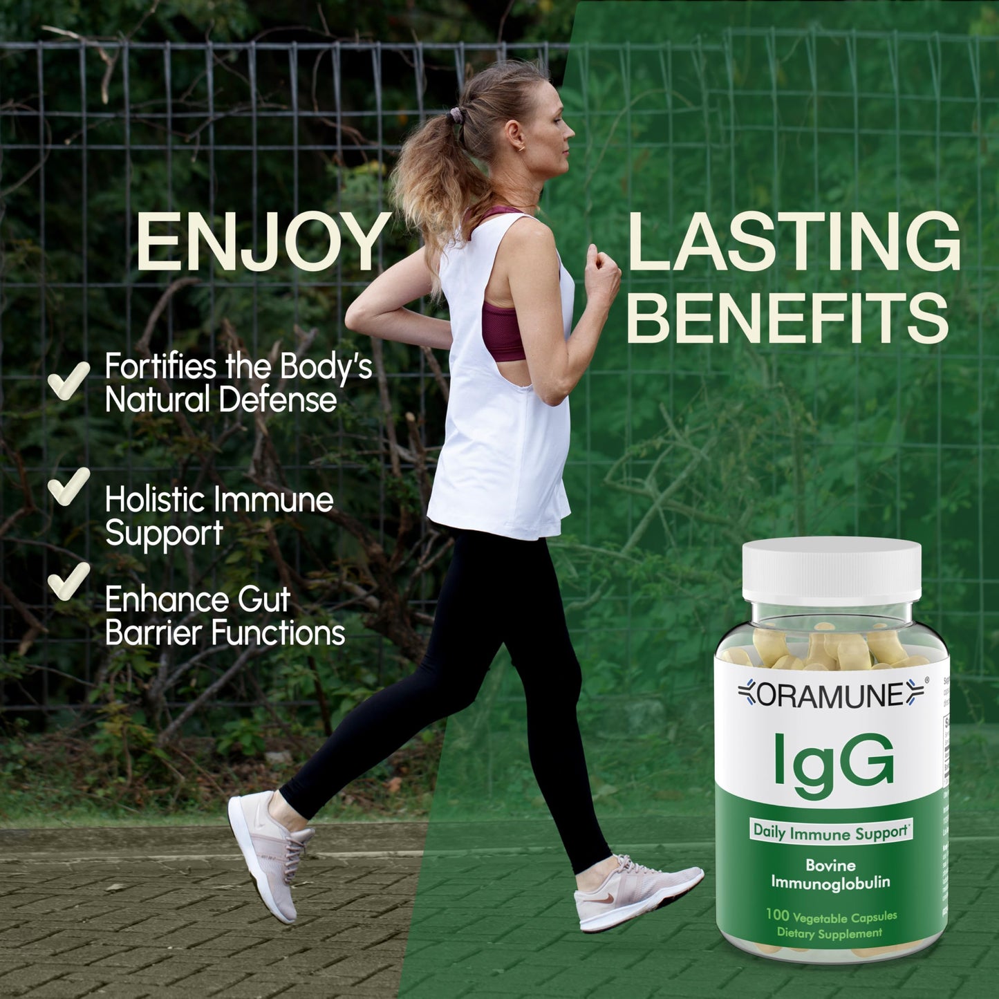Oramune Support: IgG Colostrum Immunoglobulin 500mg | Transfer Factor & 100 Capsules