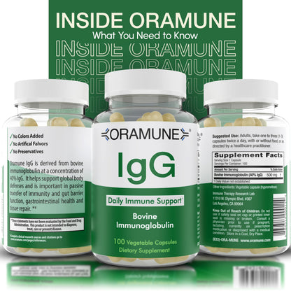 Oramune Support: IgG Colostrum Immunoglobulin 500mg | Transfer Factor & 100 Capsules