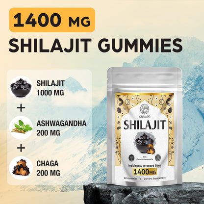 ORBILIVE 1400 MG Shilajit Gummies – Pure Himalayan Shilajit with Ashwagandha, 60 Counts, Sugar-Free