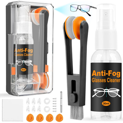 Ordilend Glasses Cleaner Kit – 24H Anti-Fog Spray, Microfiber Cloth & Repair Tools