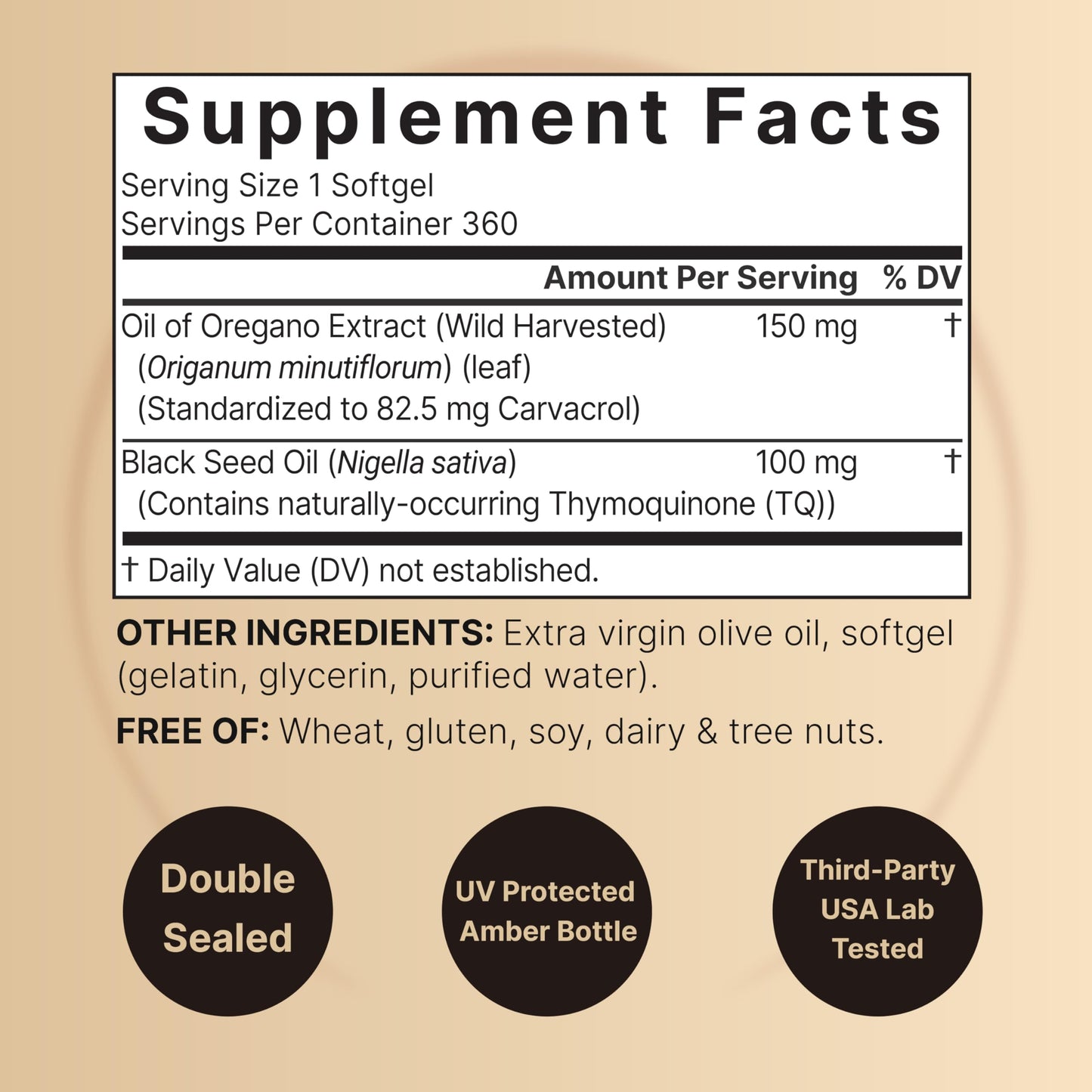 NatureBell Oregano Oil 7,500mg with Black Seed Oil | 360 Softgels | Immune Health | Non-GMO
