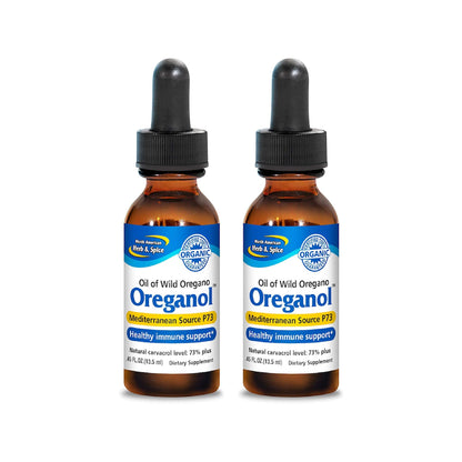 North American Herb & Spice Oreganol P73 Oregano Oil - 0.45 fl oz Pack of 2 | Wild Organic Mediterranean Source Non-GMO