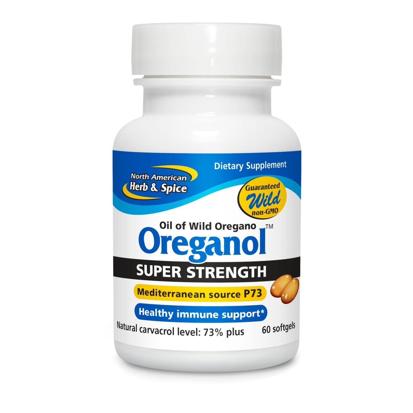 Oreganol P73-60 Softgels – Immune Support, Wild Oregano Oil, Vegan & Non-GMO, 60 Servings | North American Herb & Spice