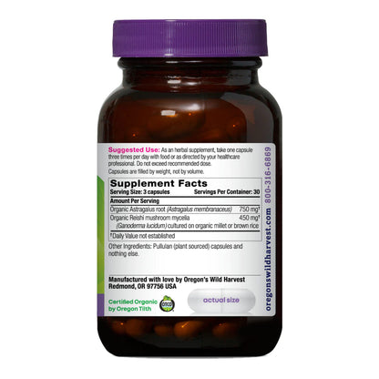 Astragalus Reishi Organic Herbal Supplement 90 Count | Oregon's Wild Harvest