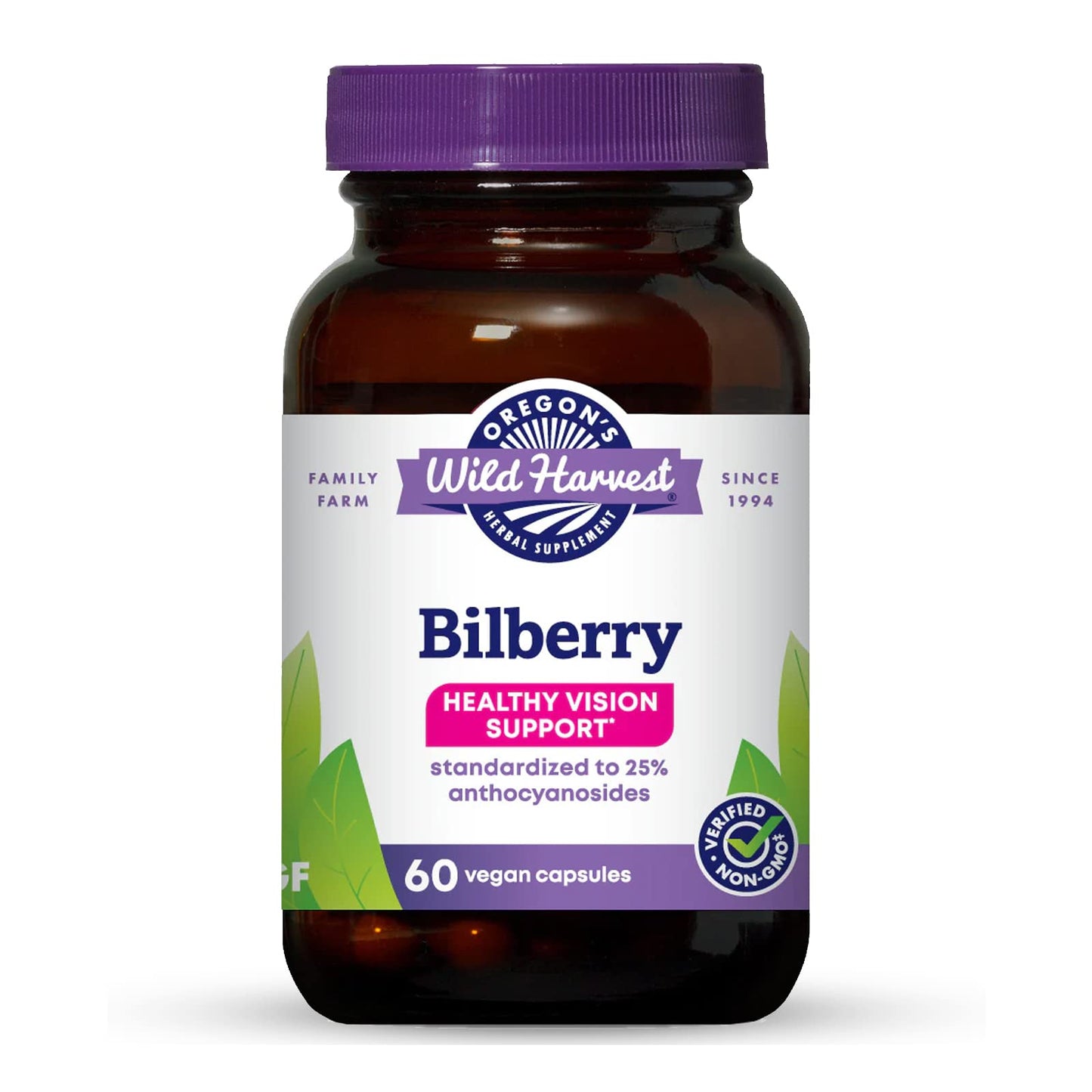 Oregon's Wild Harvest Bilberry Herbal Supplement – Vegan Capsules, 880 mg, 60 Count