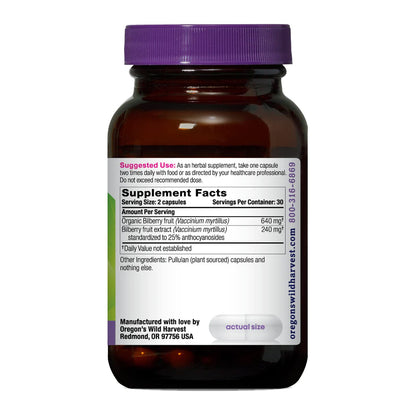 Oregon's Wild Harvest Bilberry Herbal Supplement – Vegan Capsules, 880 mg, 60 Count
