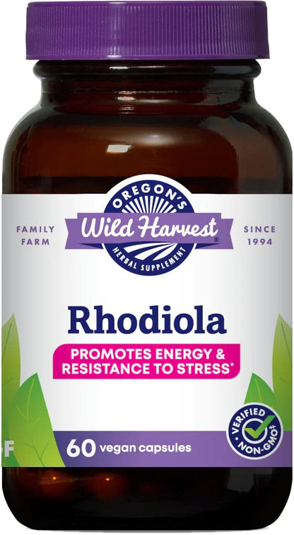 Oregon's Wild Harvest Rhodiola Supplement, 60 Count – Adaptogen for Stamina