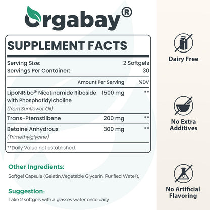 Orgabay Liposomal Nicotinamide Riboside 2000 MG | NAD+ Support