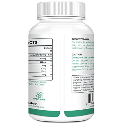 Orgabay Liposomal Quercetin Phytosome 1600 mg - Bromelain 200 mg, Zinc 30 mg, Vitamin C, Turmeric 40 mg | 60 Softgels | Highest Absorption Quercetin Complex