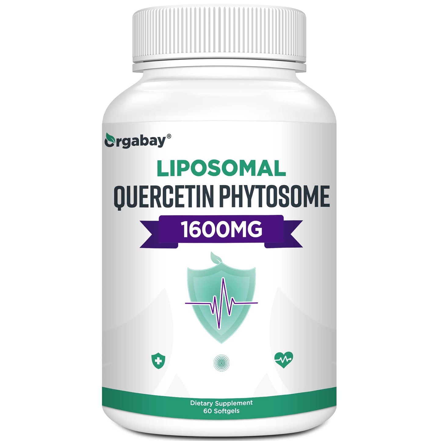 Orgabay Liposomal Quercetin Phytosome 1600 mg – Bromelain 200 mg, Zinc 30 mg, Vitamin C, Turmeric 40 mg | 120 Softgels