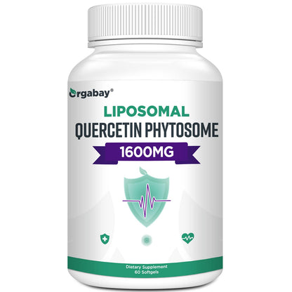 Orgabay Liposomal Quercetin Phytosome 1600 mg – Bromelain 200 mg, Zinc 30 mg, Vitamin C, Turmeric 40 mg | 120 Softgels