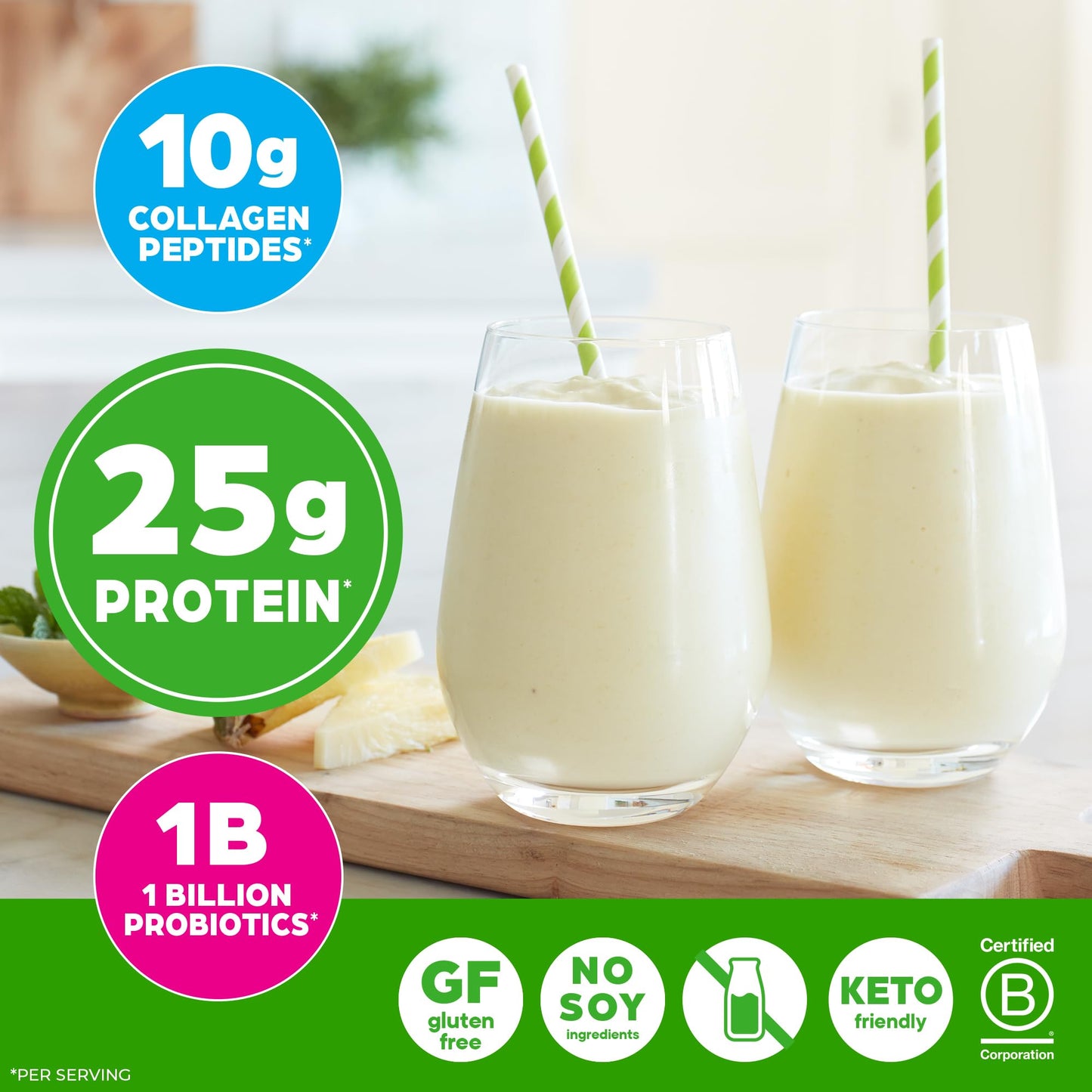 Orgain Protein Powder + Collagen, Vanilla Bean — 25g Protein, 10g Collagen, 1B Probiotics, Gluten Free