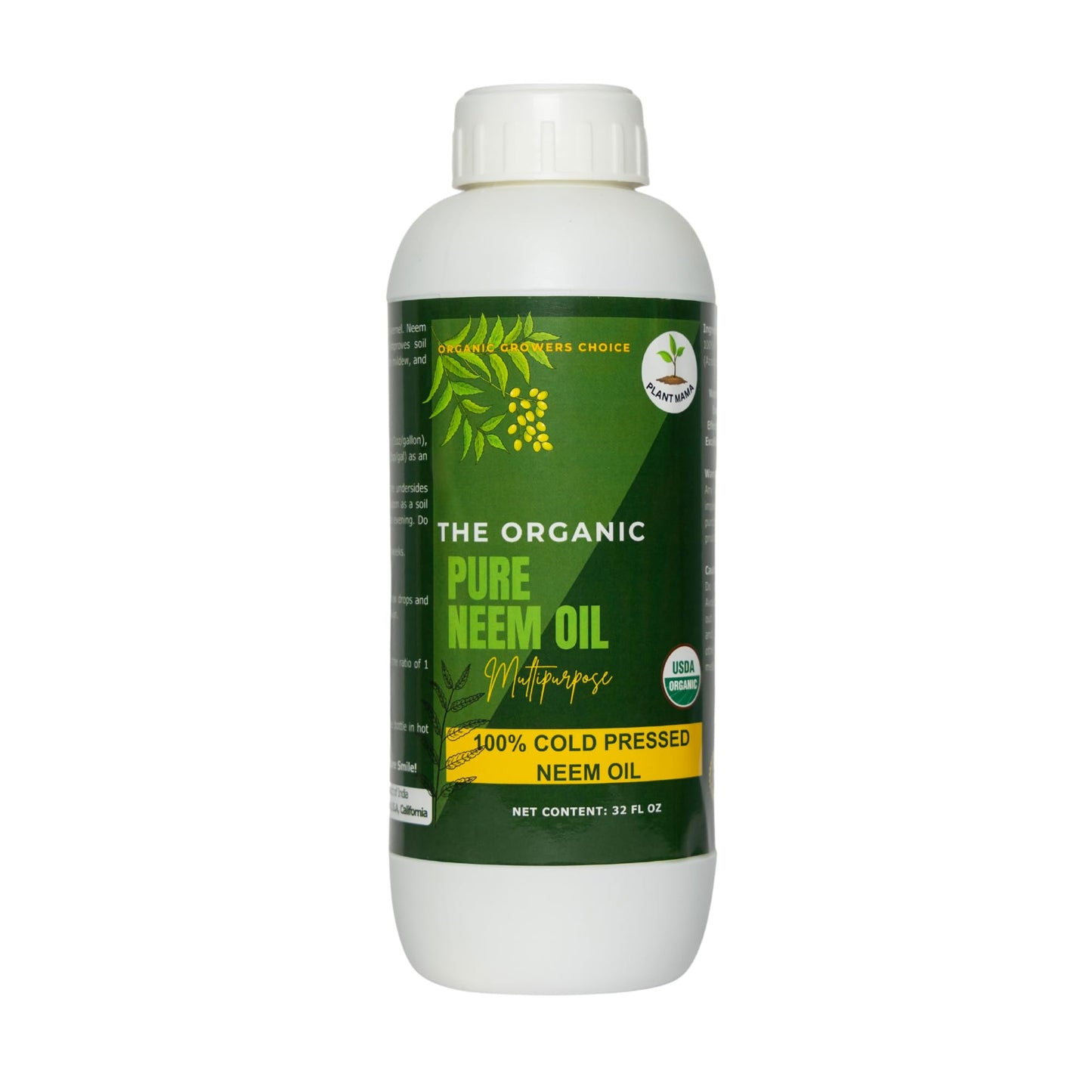 Organic 100% Cold-Pressed Neem Oil (32 Fl Oz) – Pure, Unrefined Neem Oil for Hair, Skin, Plants & Pets