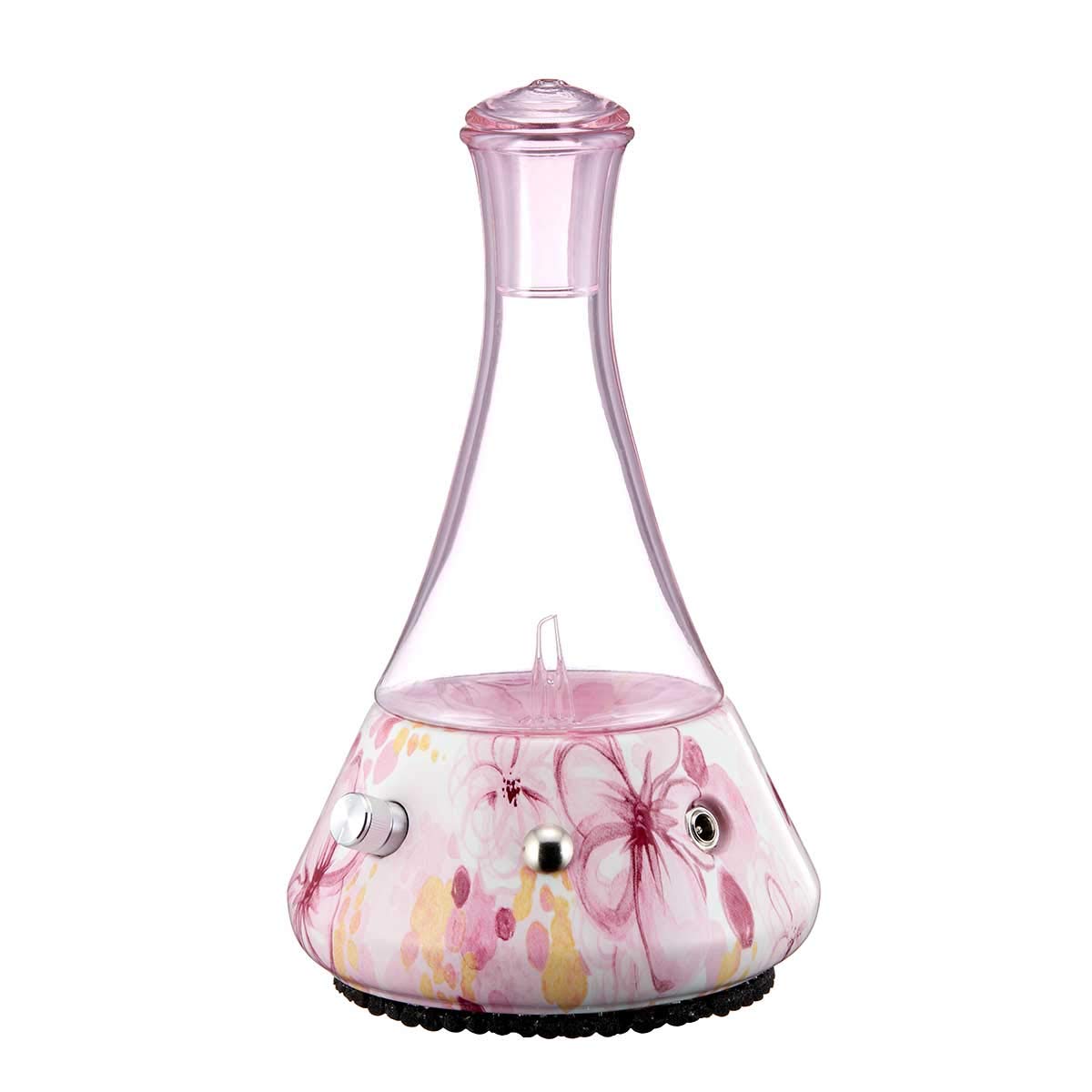 Organic Aromas Opulence Nebulizing Diffuser – Pink Floral Ceramic Base, No Heat, No Water, No Plastic