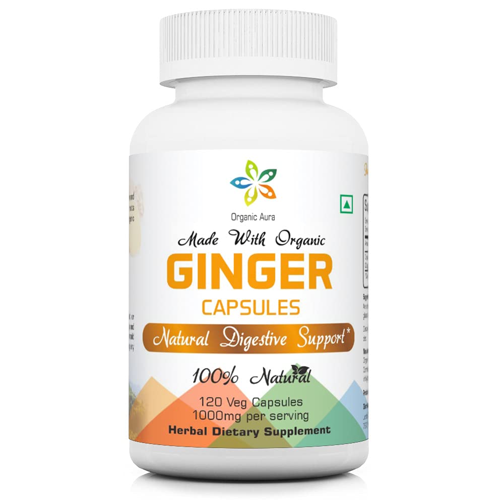 Organic Aura Ginger Capsules – 120 Veg Capsules (2 Month Supply)