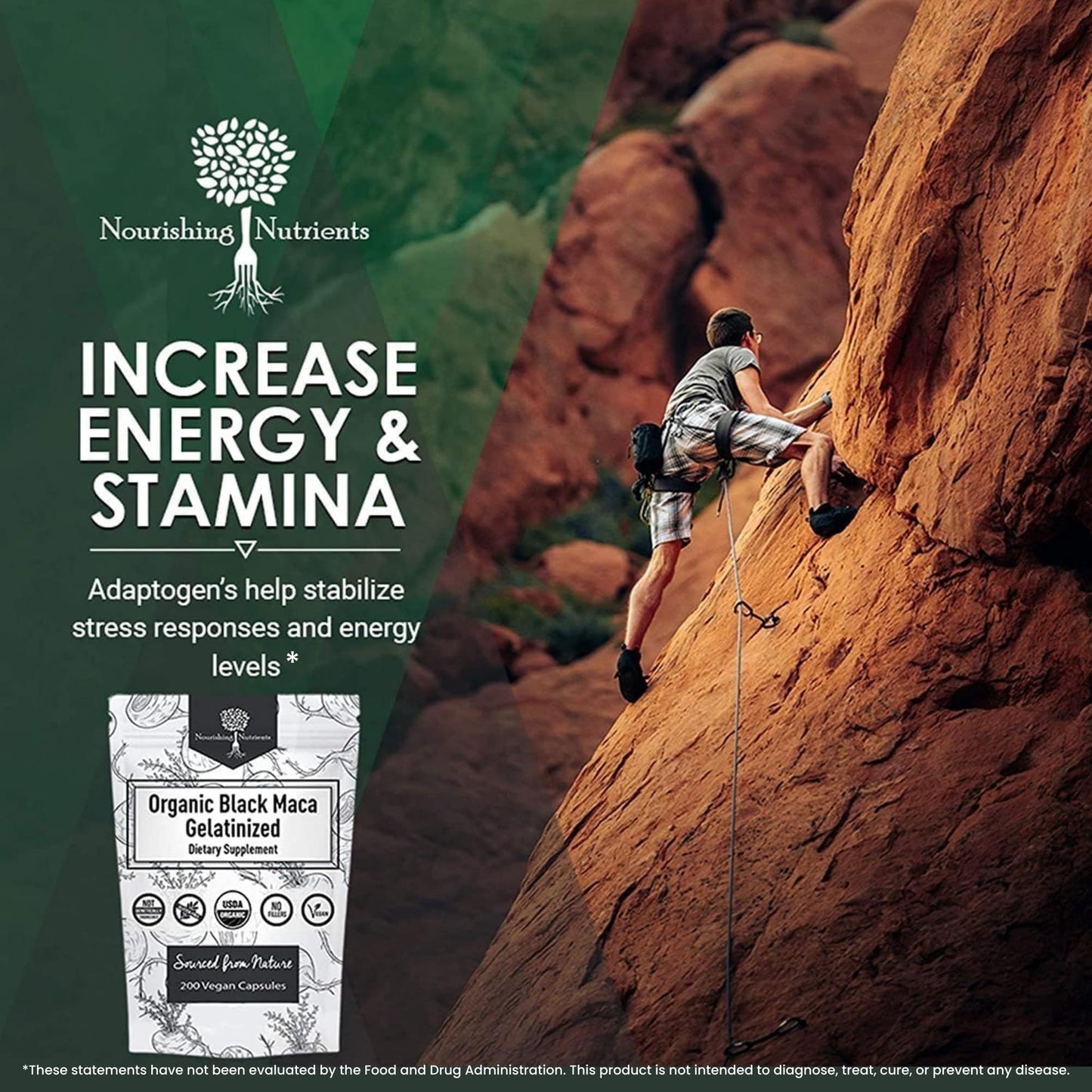 Organic Gelatinized Black Maca – 200 Capsules (1000 mg each) for Energy, Focus & Endurance