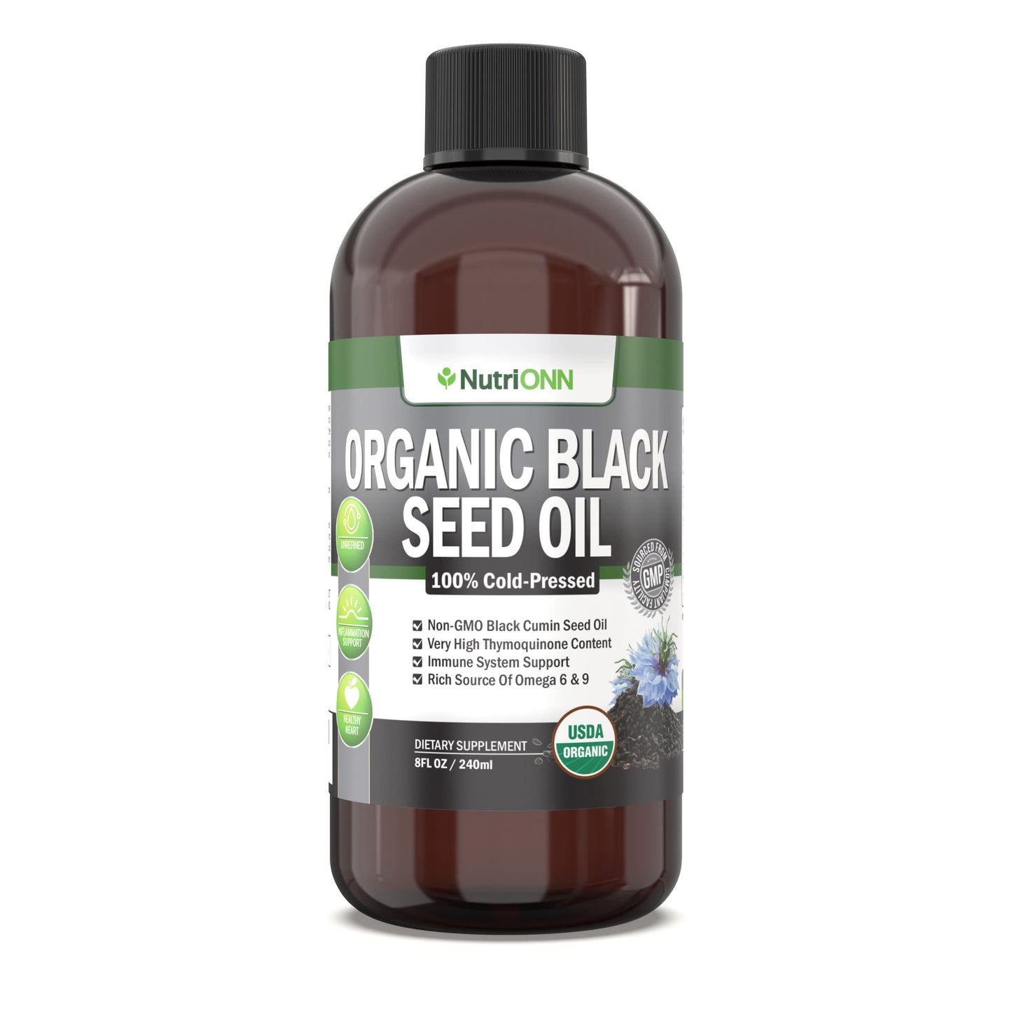 Organic Black Seed Oil – USDA Organic, Thymoquinone Rich, Cold-Pressed (8 oz)