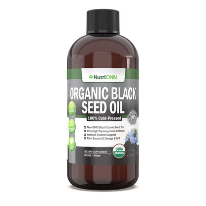 Organic Black Seed Oil – USDA Organic, Thymoquinone Rich, Cold-Pressed (8 oz)