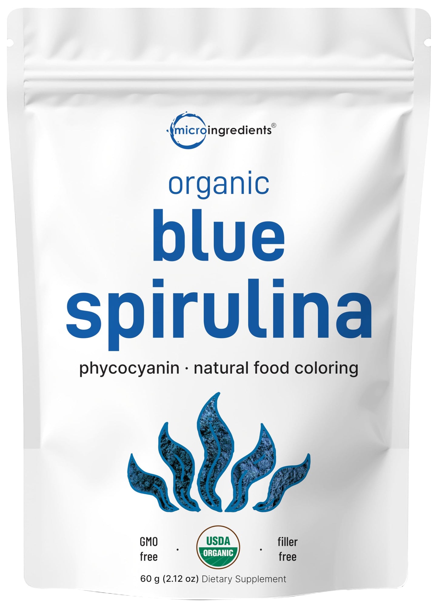 Organic Blue Spirulina Powder (Phycocyanin Extract) – 60 Servings – 100% Vegan