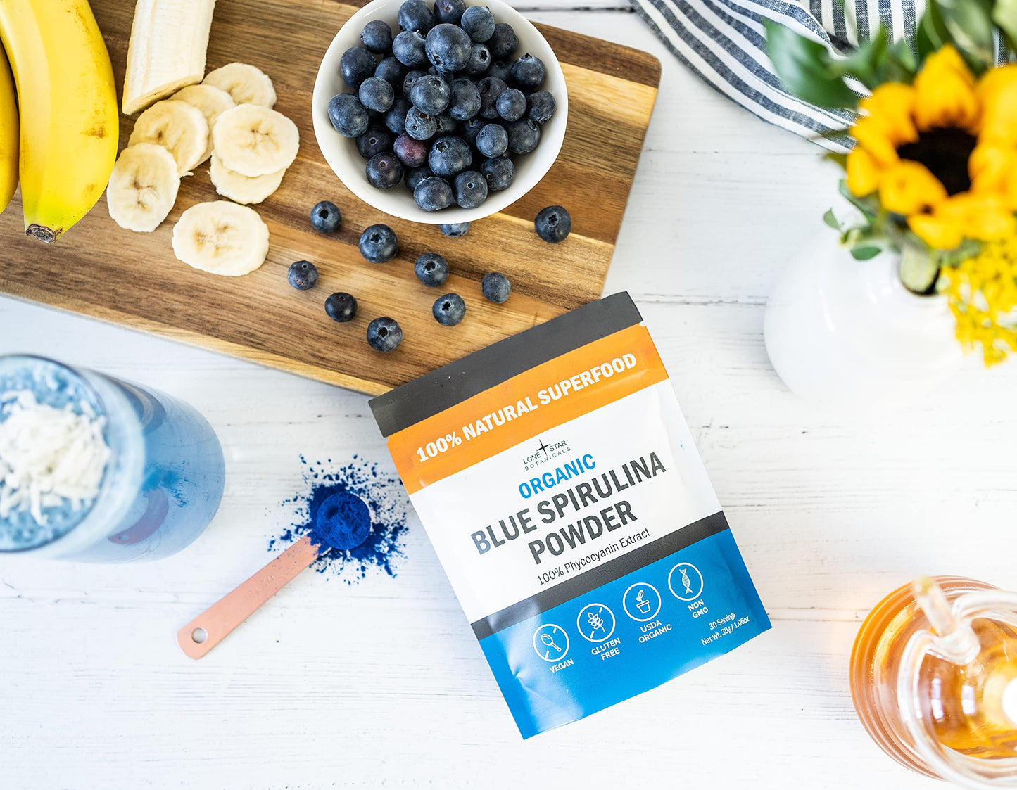 Lone Star Botanicals Organic Blue Spirulina Powder | 100% Pure Blue-Green Algae