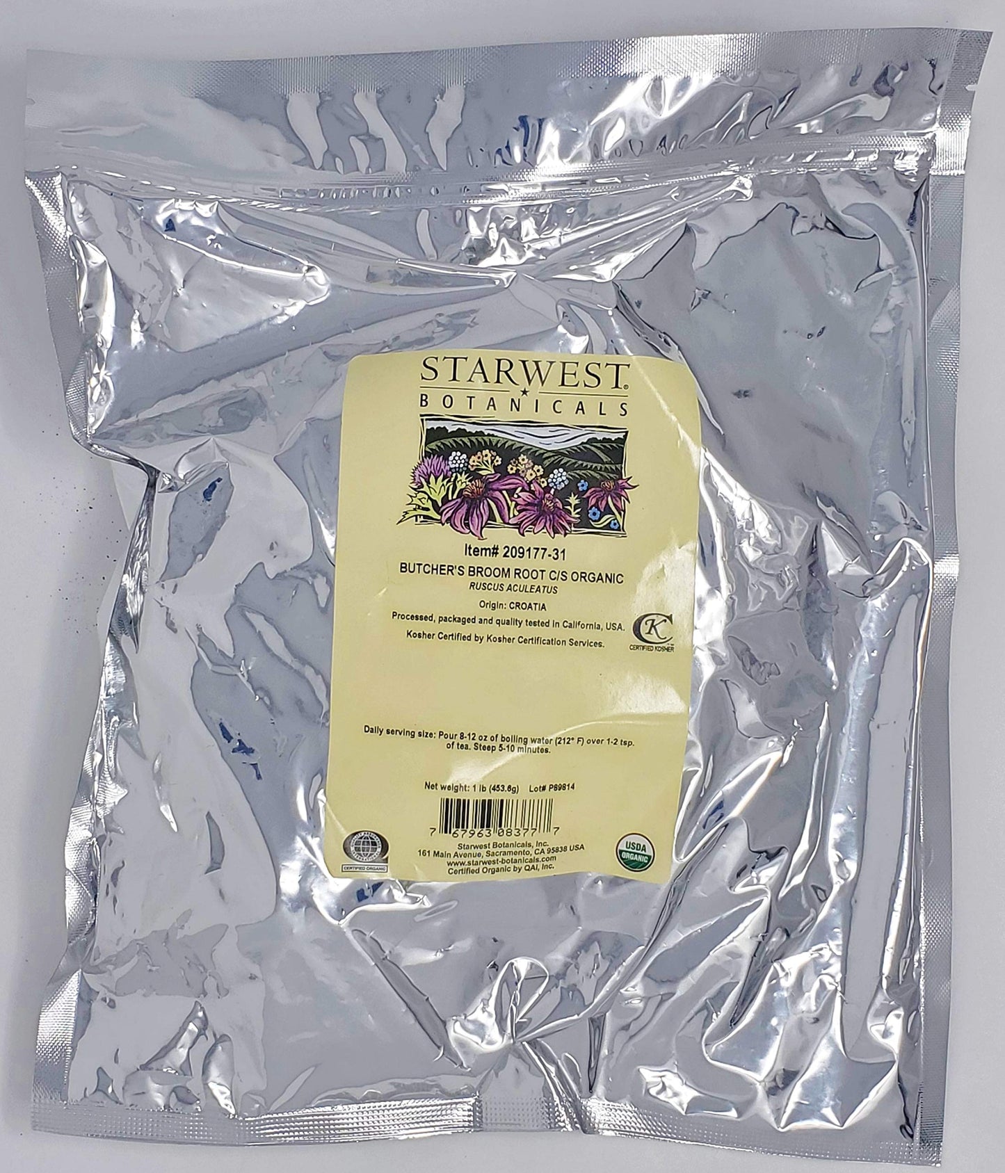 Organic Butchers Broom Root C/S – 1 lb