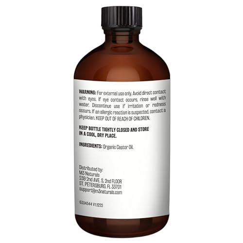 100% Pure Organic Castor Oil – Hair & Skin Care, Hexane-Free, Cold Pressed, 500ml Glass Bottle