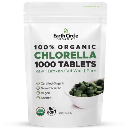 Organic Chlorella Tablets 1,000 Count | High Potency Superfood | Vegan, Kosher, Non-GMO
