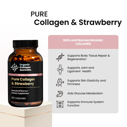 Organic Collagen Australia – Beauty Brilliance Strawberry Capsules, 120 Count