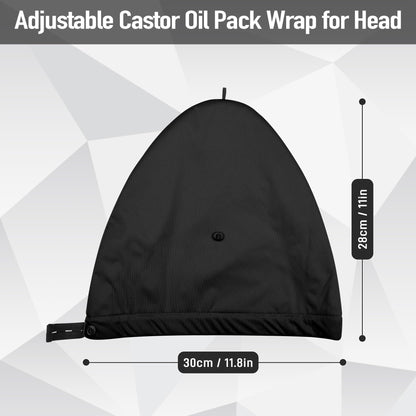 Castor Oil Pack Wrap for Hair - Organic Cotton Head Cap, Reusable Waterproof Hair Hat for Sleep