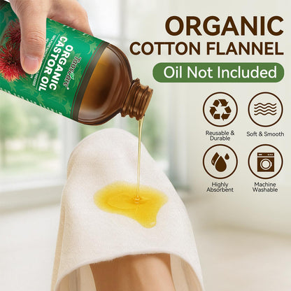 5Pcs Organic Cotton Flannel Castor Oil Pack Wraps - Reusable & Highly Absorbent