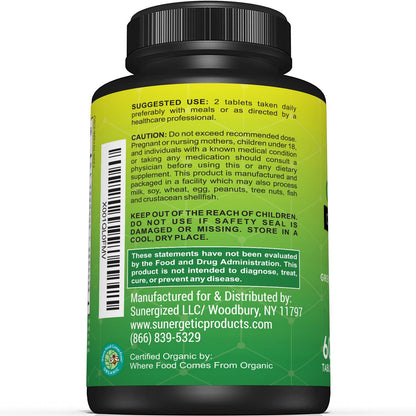 Premium USDA Organic Greens Superfood Tablets – 60 Tablets (Pack of 2) – Greens, Fruits & Veggies Daily Supplement