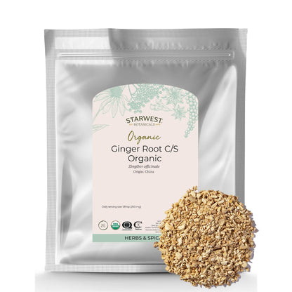 Starwest Botanicals Organic Ginger Root - 1 lb Bulk, Cut & Sifted, Kosher & Non-GMO