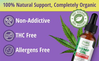 Organic Hemp Seed Oil 6 Oz - Peppermint Flavor, 30,000 mg, Non-GMO, Vegan