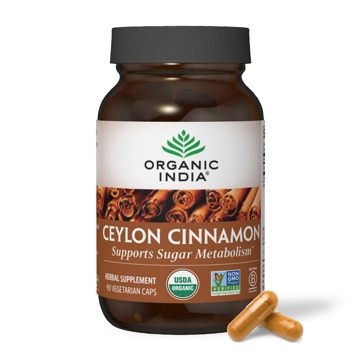 Organic India Ceylon Cinnamon Supplement | Cinnamon Capsules