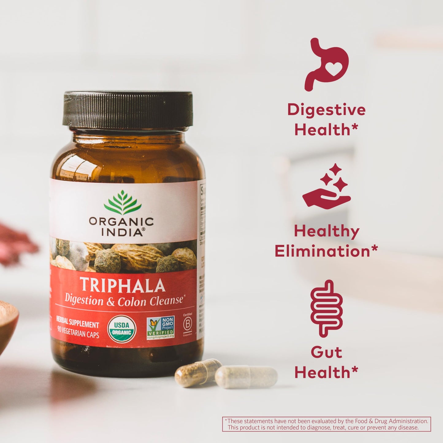 Organic India Triphala Capsules - Digestive & Immune Support, 180 Capsules