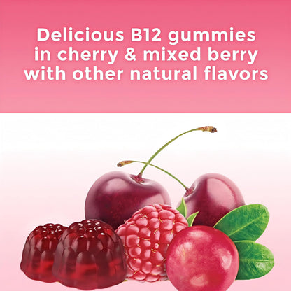 Cherry Flavored Vegan B12 1000 mcg Methylcobalamin | 90 Gummies