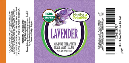 Healing Solutions Organic Lavender Essential Oil 4 oz (120 ml) – Pure & Undiluted