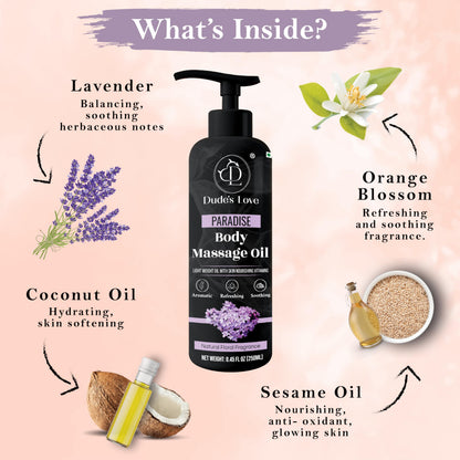 Organic Lavender & Orange Blossom Massage Oil – Calming, Non-Sticky | 8.45 oz
