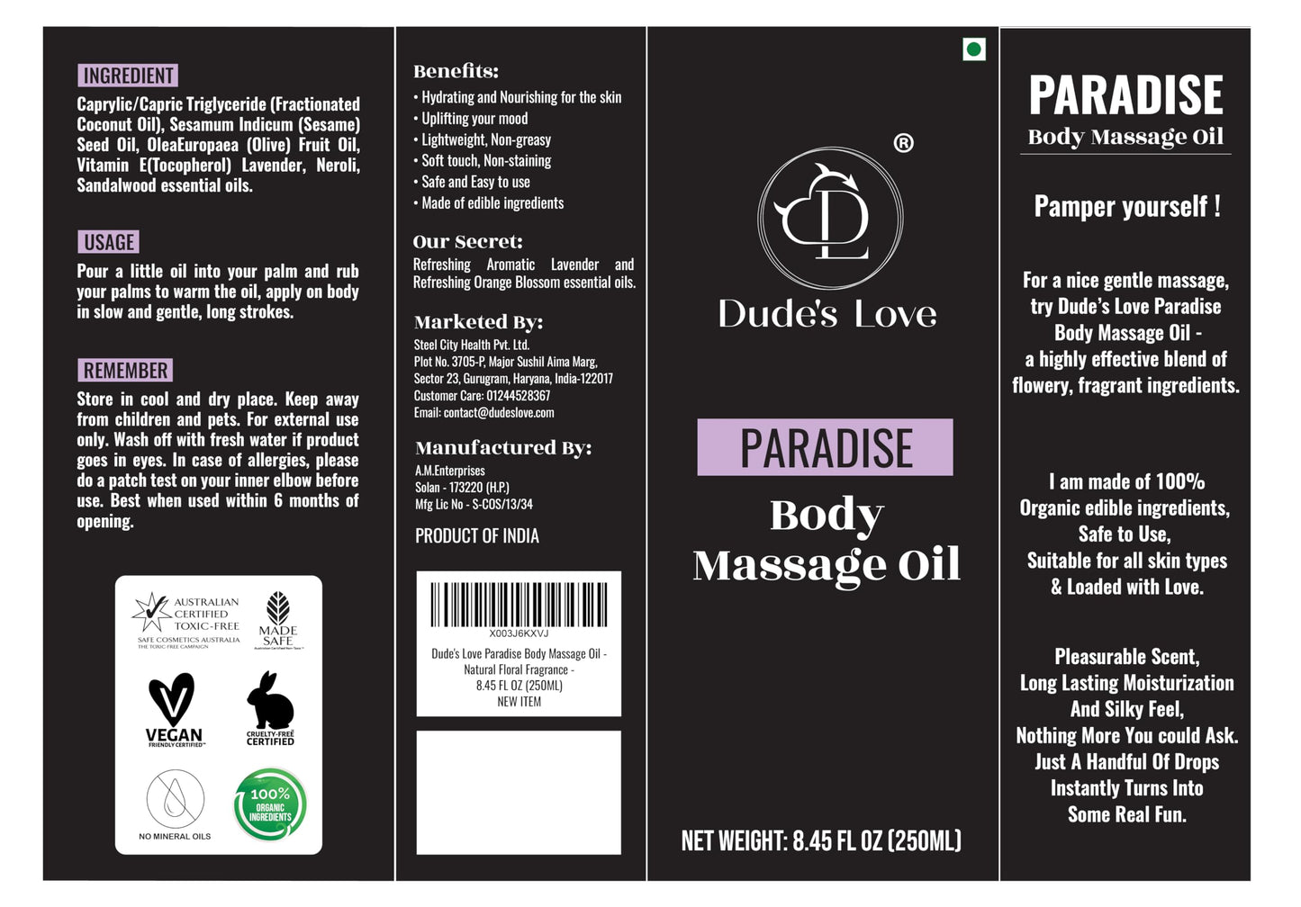 Organic Lavender & Orange Blossom Massage Oil – Calming, Non-Sticky | 8.45 oz