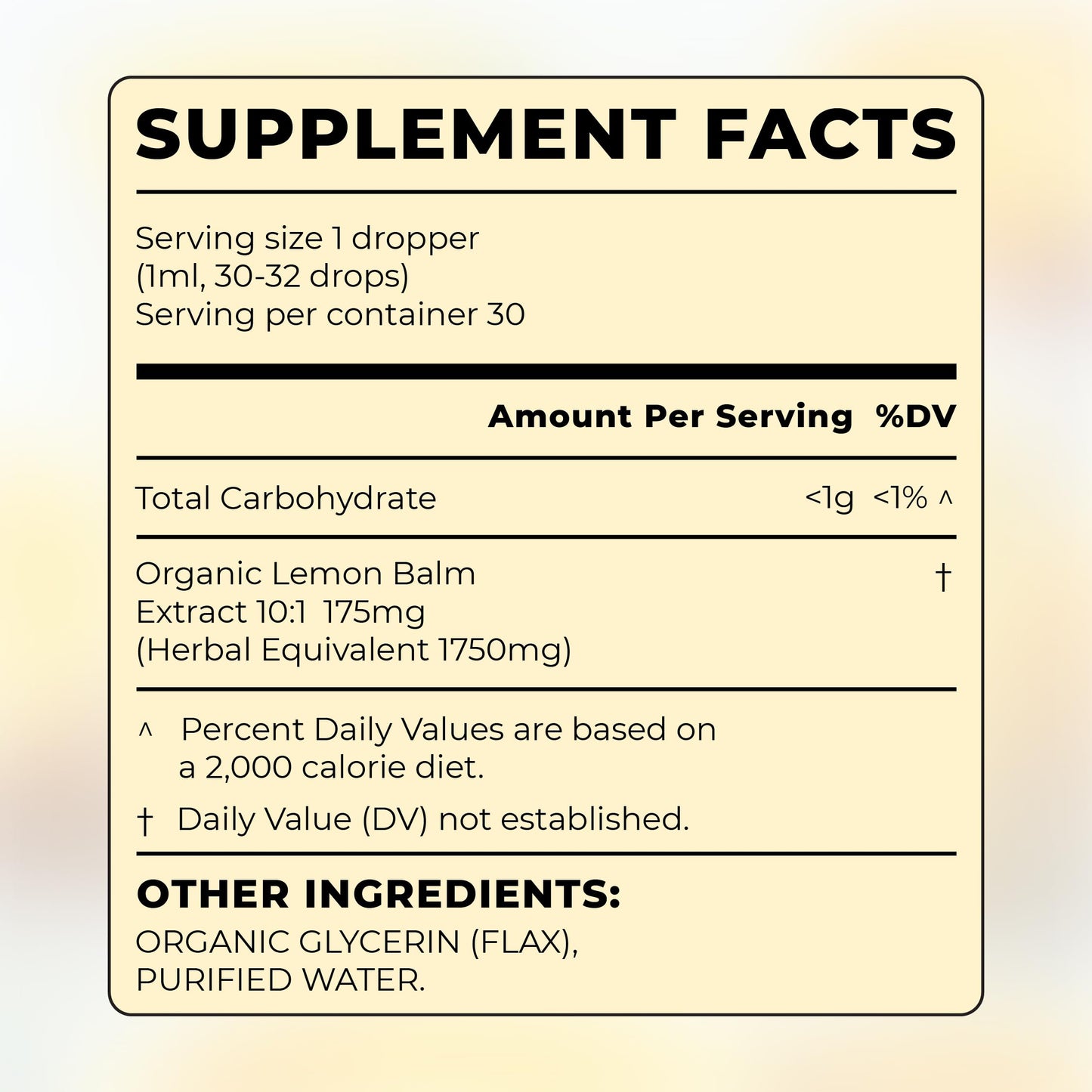 Organic Lemon Balm Drops (10:1) – Alcohol-Free Extract | Digestive Support | 1 fl oz