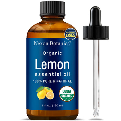 Organic Lemon Essential Oil 30 ml – Nexon Botanics | Pure, Natural, Undiluted Lemon Oil for Aromatherapy, Diffusers, DIY, Candles & Soaps