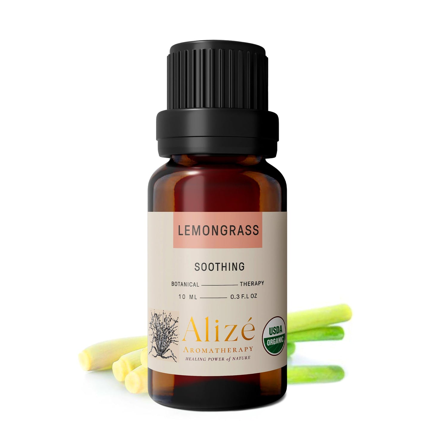 Organic Lemongrass Essential Oil, USDA Certified Organic 100% Natural & Pure Essential Oils for Diffusers for Home, Aromatherapy Oils, Diffuser Oils Scents, Refreshing, 10ml-0.33 fl oz
