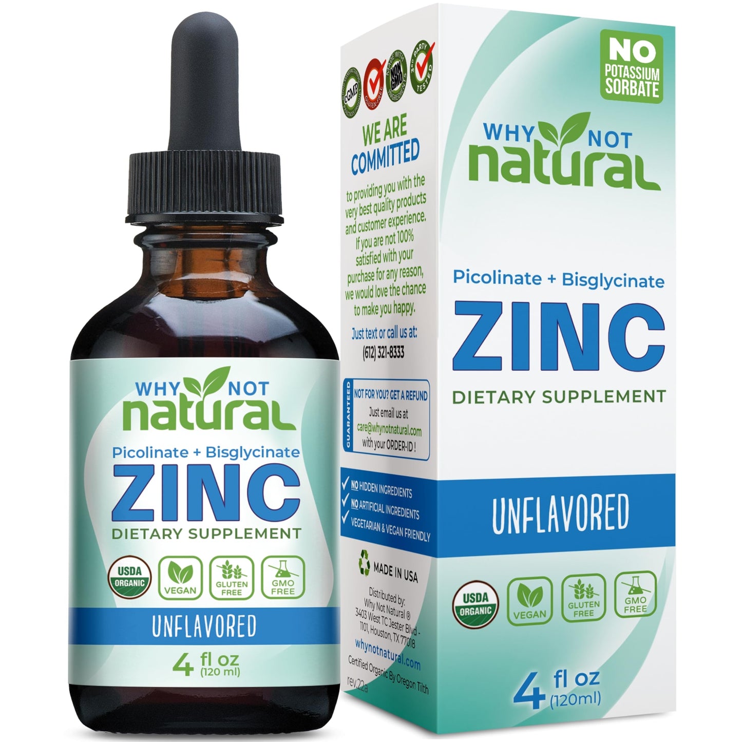 Organic Liquid Zinc Drops – Chelated Picolinate & Bisglycinate (Vegan)
