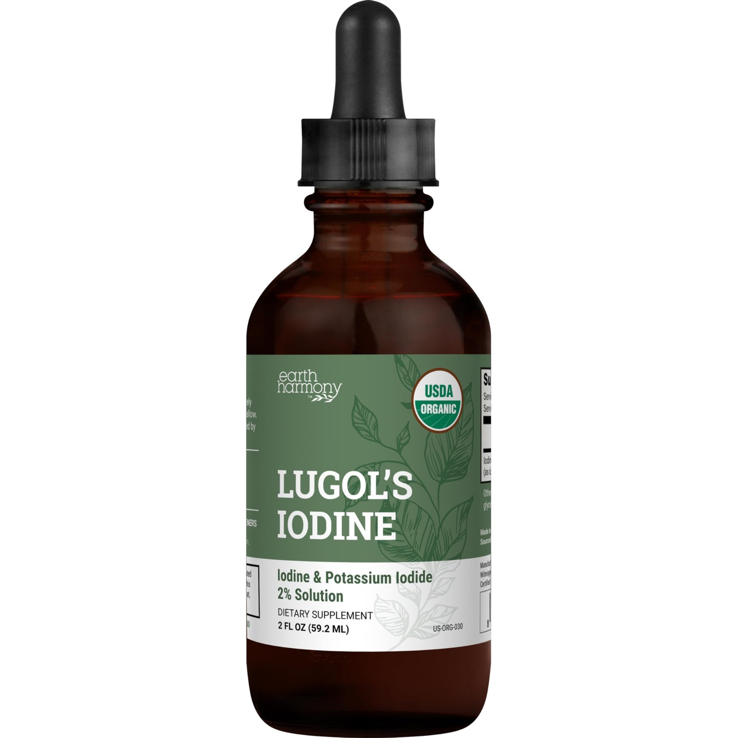Organic Lugol's Iodine 2% Solution – Iodine & Potassium Iodide Drops for Thyroid Support | Non-GMO, 395 Servings (2 oz)