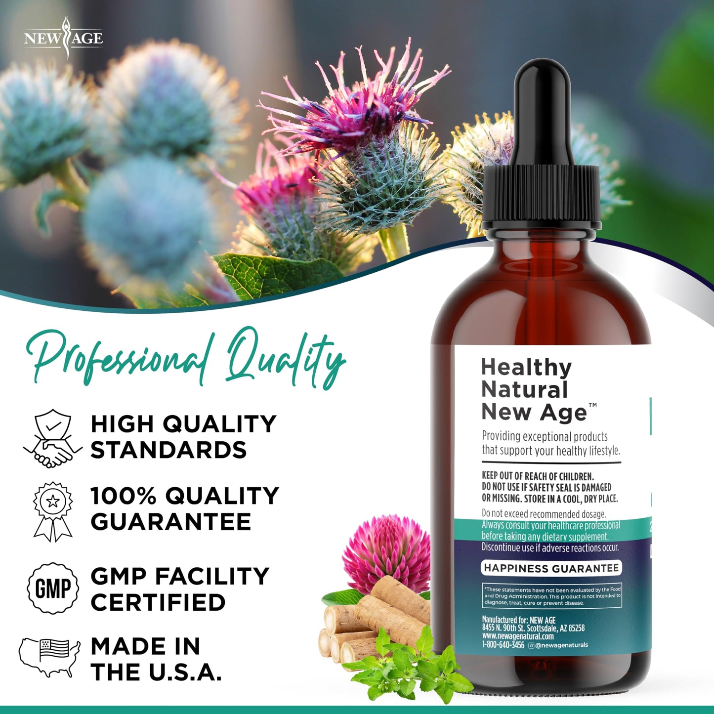 NEW AGE Organic Lymphatic Drainage Drops – All-in-1 Herbal Formula (8 oz)