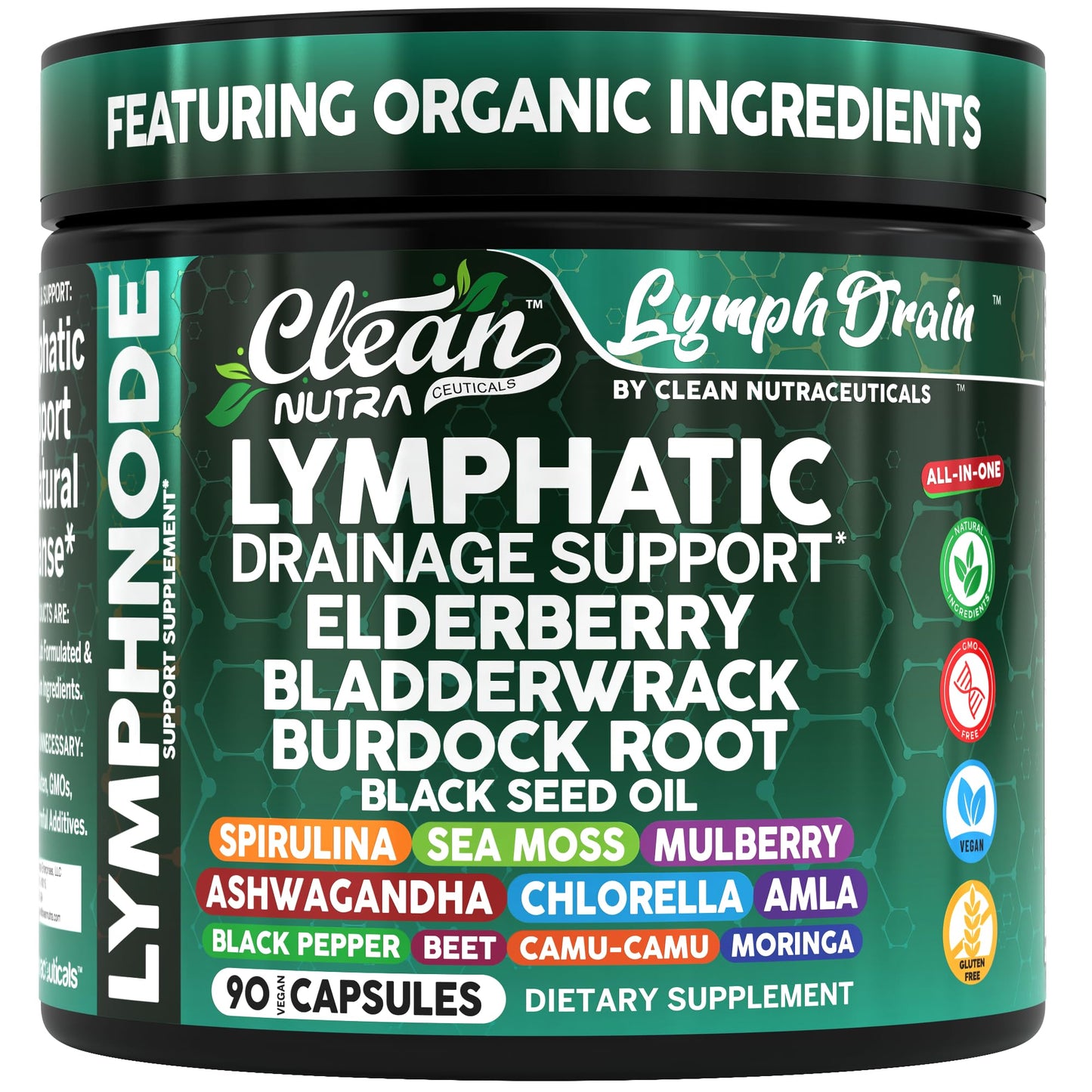Organic Lymphatic Drainage Supplements | Elderberry, Sea Moss, Spirulina | Clean Nutra