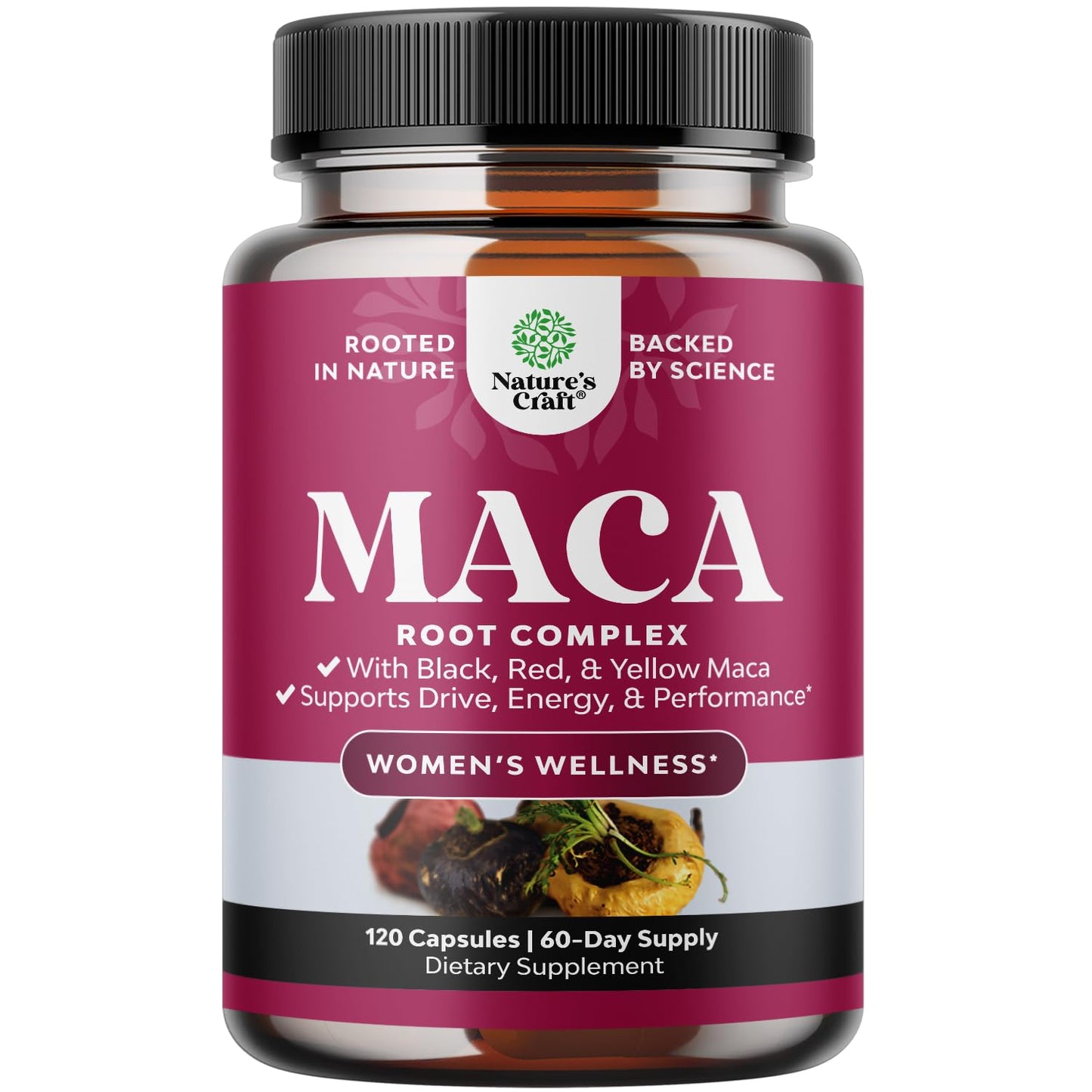 Organic Maca Root Capsules for Women – Non-GMO, Vegan, Gluten-Free (120ct)