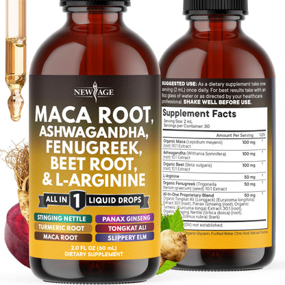 Organic Maca Root Liquid Drops with Ashwagandha – For Women & Men