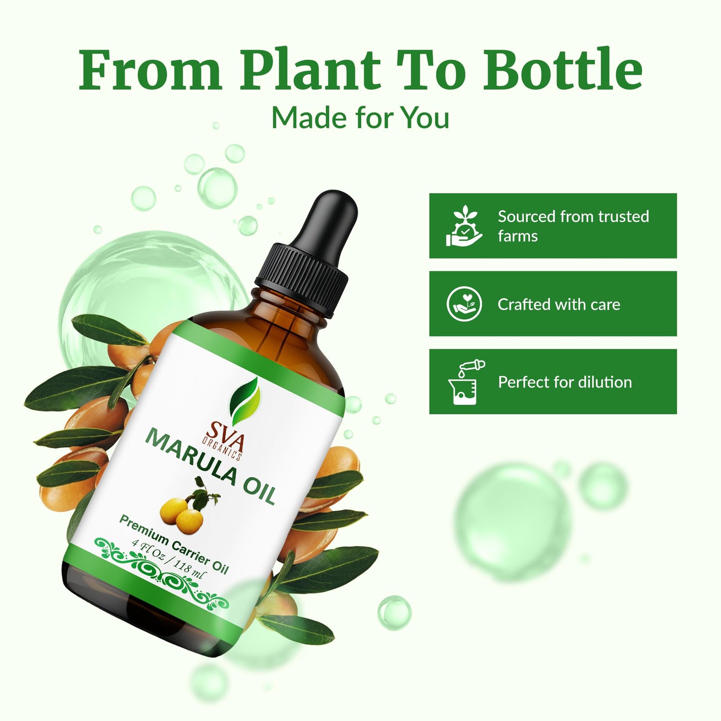 SVA Organic Marula Seed Oil – 4 Fl Oz | Cold-Pressed Virgin Marula Oil for Face, Skin & Hair