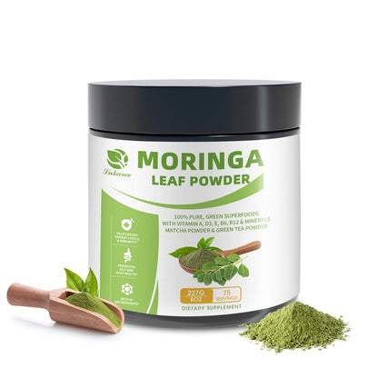 Organic Moringa & Matcha Powder – Multi-Green Superfoods for Energy, Digestion, Antioxidants | 8 oz